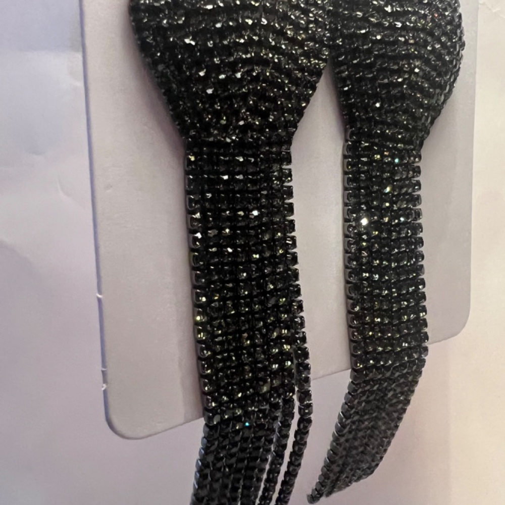 Black Rhinestone Statement Earrings - image 6